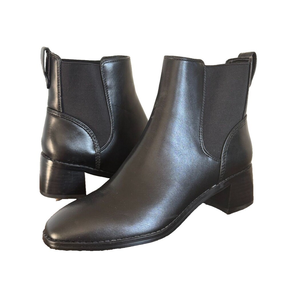 J.Crew Women's Black Chelsea Ankle Boots Block Heel Pull On Size 7